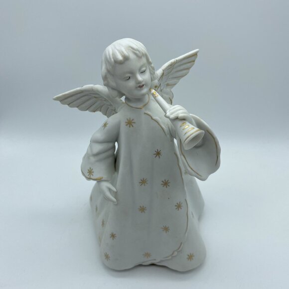 Vintage Pair Of SCHMID BROTHERS Music Box Angels Harp & Horn 7” - Picture 8 of 14